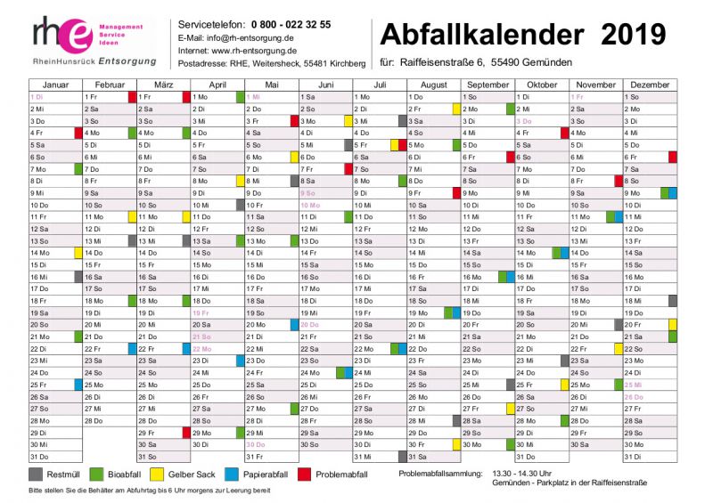 Vorschau Abfallkalender 2017 Vorschau Abfallkalender 2017